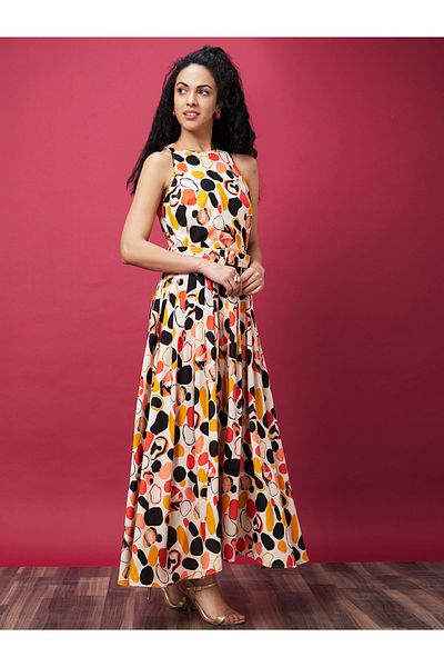 Globus By Styli Women All-Over Print Halter Neck A-Line Maxi Dress