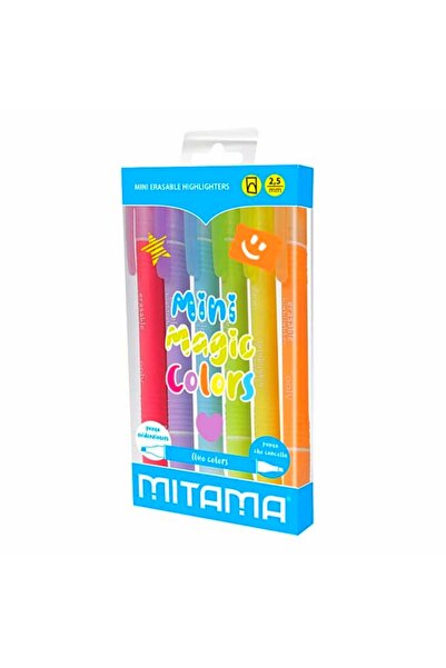 Mitama Комплект от 6 маркера Mitama, с гумичка, 6 флуоресцентни цвята