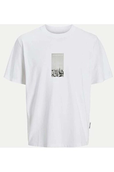 Jack & Jones Jcopacer Photo Branding Tee Ss Crew Neck White Men's T-Shirt 122...