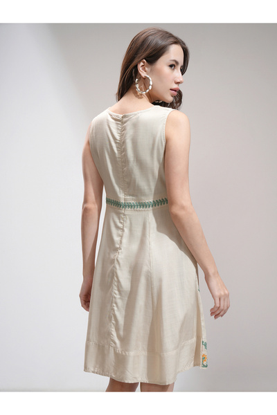 Vishudh By Styli Women Embroidered V Neck A-Line Mini Dress