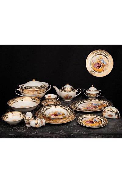 TOHFAT-AL MAIDAH Romeo & Goite 48-Piece Luxury Gold Dinner Set