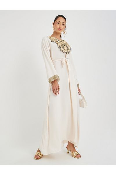 Styli Embroidered Round Neck A-Line Jalabiya