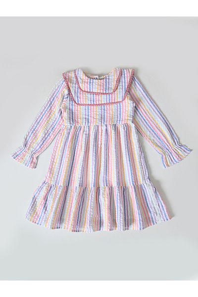 Bella Moda By Styli Striped Tiered Knee-Length Dress