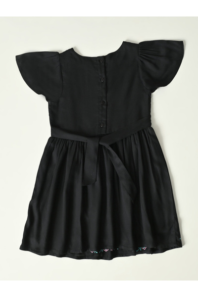 Bella Moda By Styli Embroidered Ruffled Sleeve Knee-Length Dress