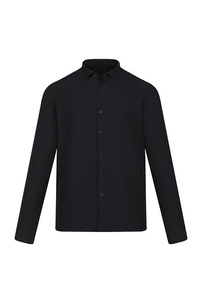 Hatemoğlu Black Comfort Fit Button Collar Long Sleeve Casual Shirt