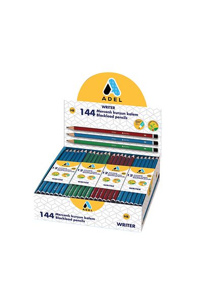 Adel 12-Piece Cornered Coral Pencil, Hb Degree, Easy to Open, Durable Body, Assorted Colors