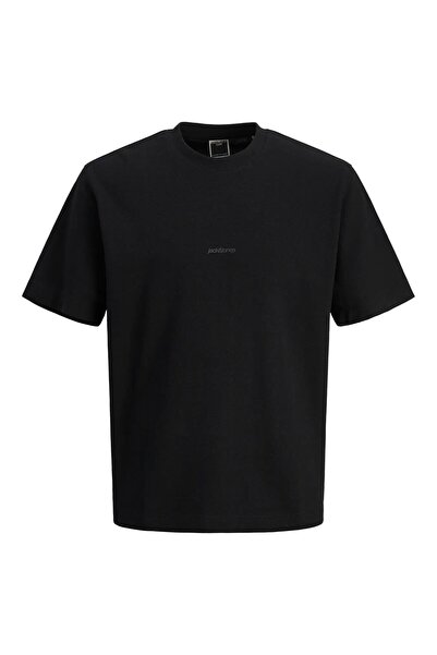 Jack & Jones Tricou negru pentru bărbați cu gât crew 12273217_JCOTARMAC FABRI...