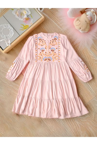 Bella Moda By Styli Embroidered Tiered Knee-Length Dress
