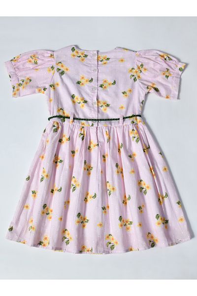 Bella Moda By Styli Floral Printed Lace Detail Cotton Dress