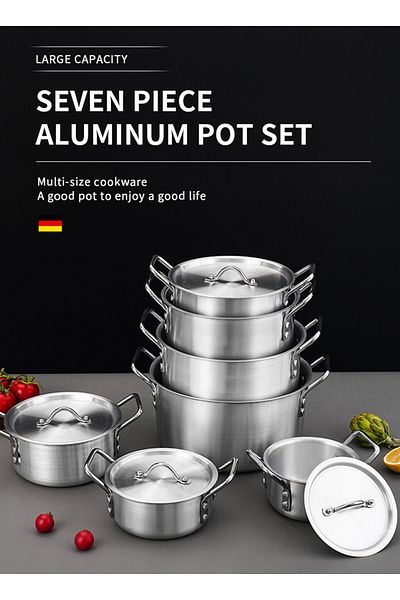 sharpdo 7 Piece Aluminum Kitchen Stock Pot and Pot Set