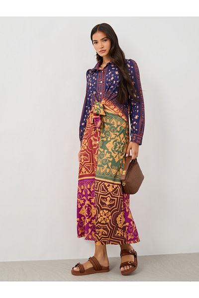 Keenly By Styli All-Over Print Buttoned Front Midi Dress