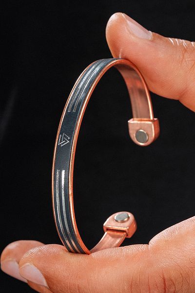OSMANLI GÜMÜŞ Men Women Copper Bracelet - Genuine Leather Viking Scandinavian Engraved Magnet Metal Box Quartz