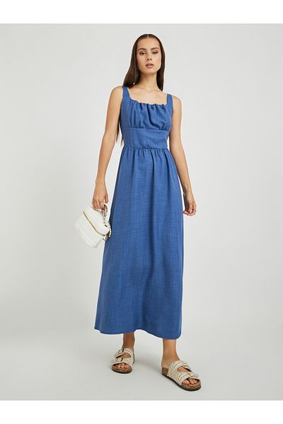 Styli Solid Sleeveless Square Neck Maxi Dress
