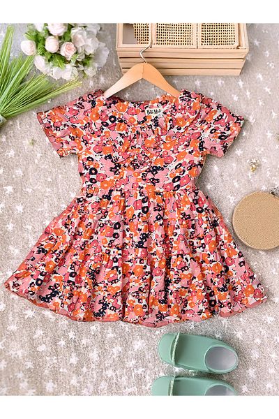 Bella Moda By Styli All-Over Print Puff Sleeves Cotton A-Line Dress