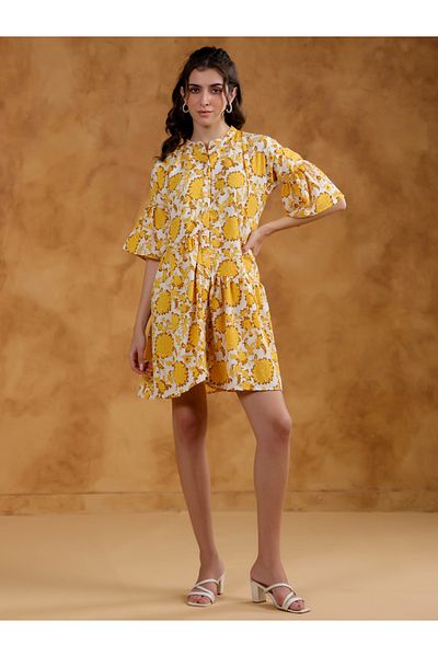 Sanskrutihomes By Styli All-Over Print Collared A-Line Mini Dress