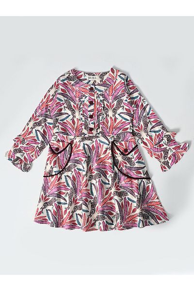 Bella Moda By Styli All-Over Floral Print Pintuck Detail Dress with Pockets
