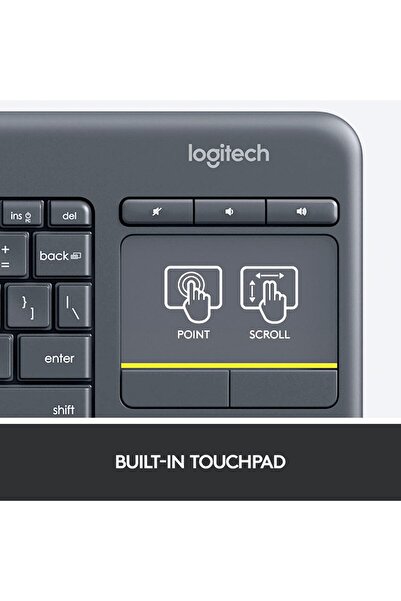 logitech K400 Plus Wireless Livingroom Keyboard with Touchpad - English Layout - Black