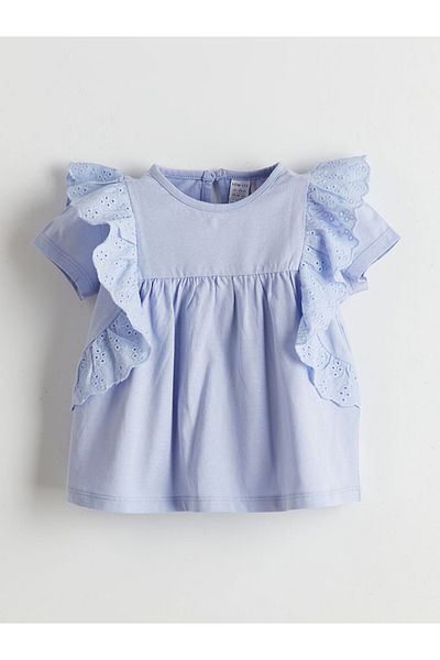 LC Waikiki Colorful Store Lcw Wai̇ki̇ki̇ Lilac Crew Neck Basic Girl's Blouse and Leggings 2-Pack