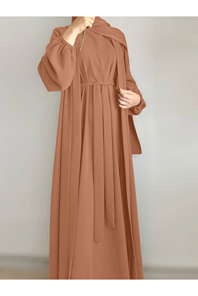 Take Two By Styli Women Solid Long Sleeve Front Open Abaya with Inner Dress