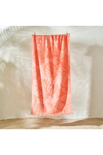 Bella Maison منشفة شاطئ ويندي قطنية مرجانية (75x150 سم)