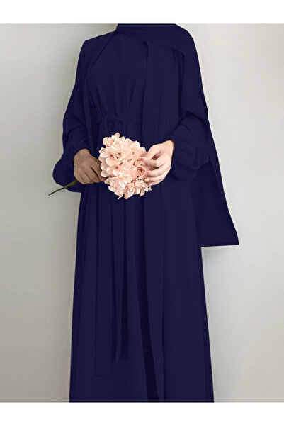 Take Two By Styli Women Solid Long Sleeve Front Open Abaya with Inner Dress