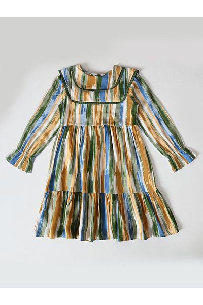 Bella Moda By Styli Striped Tiered Knee-Length Dress