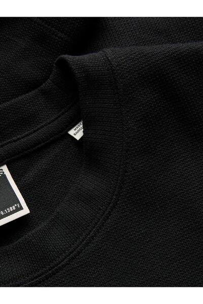 Jack & Jones Bisiklet Yaka Siyah Erkek T-Shirt 12273217_JCOTARMAC FABRIC TEE SS CR