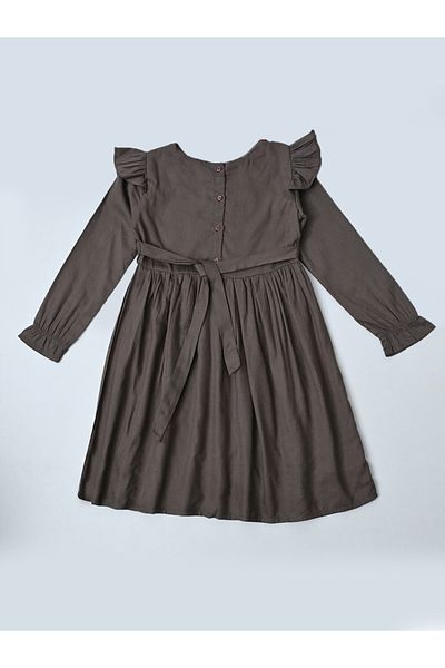 Bella Moda By Styli Embroidered Ruffle Trim Cotton Dress