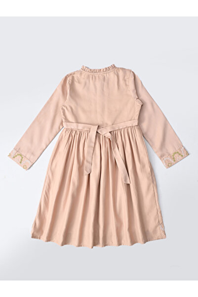 Bella Moda By Styli Embroidered 3/4 Sleeves Cotton Dress with Button Front