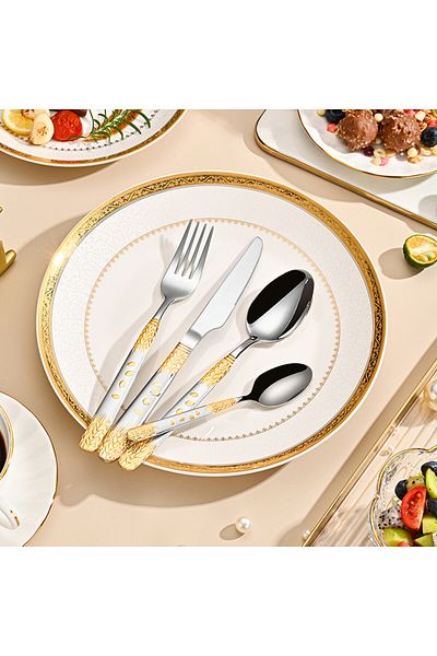 Sunhome 24-Piece Stainless Steel Cutlery Set Gold