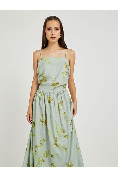 Styli Floral Print Strappy A-Line Maxi Dress