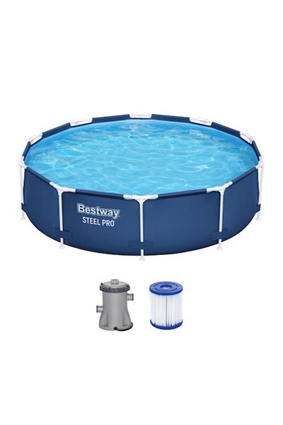BESTWAY Piscina rotunda Bestway, Steel Pro Frame cu pompa, cadru metalic, albastru, 305 x 76 cm