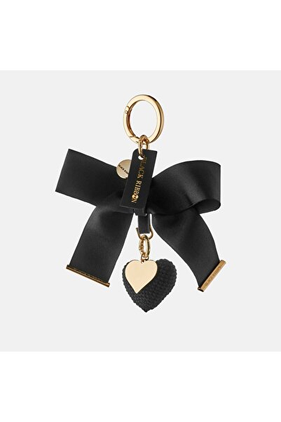 Black Ribbon Siyah Örgü Kalpli Kadın Çanta Charmı - El Yapımı