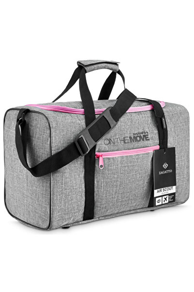 zagatto Bagaj de mână 20L, gri, 40x20x25 cm, geantă de călătorie și sală, compatibilă cu regulile Wizz Air/Ryanair, ZG19