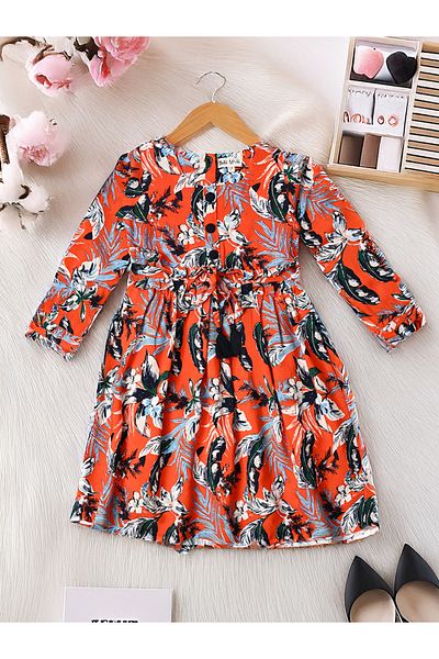 Bella Moda By Styli All-Over Print Cotton Dress with Lining