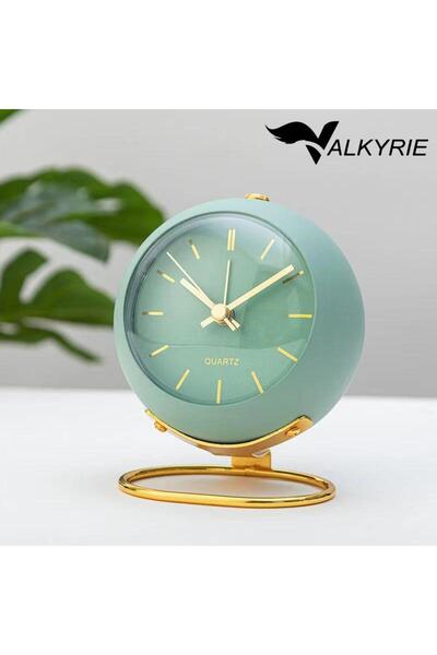 valkyrie Akar Saniyeli Işıklı Metal Gold Dijital Masa Saati Alarmlı Yeşil