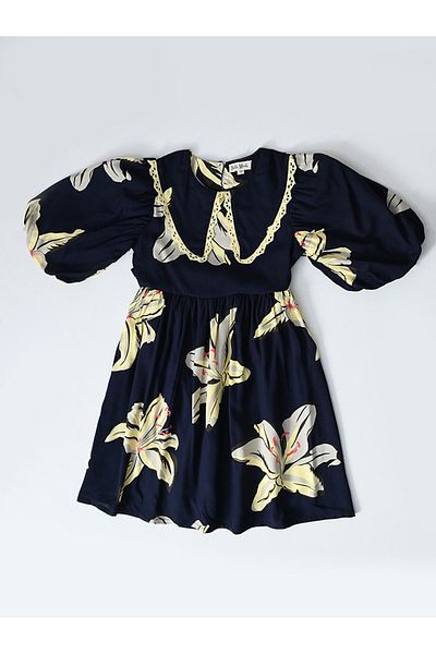 Bella Moda By Styli Floral Print Balloon Sleeves Knee-Length Dress