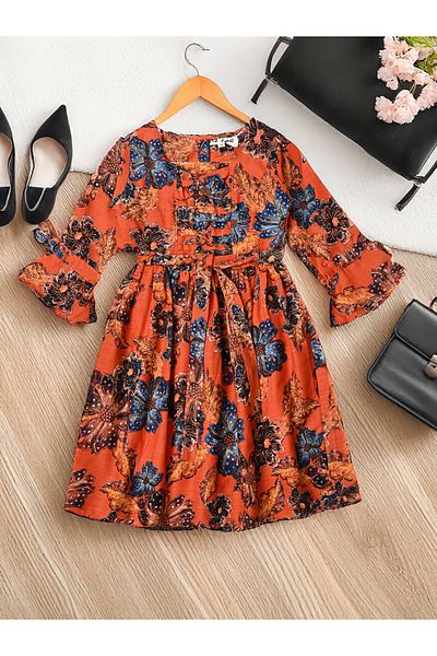 Bella Moda By Styli All-Over Print Square Neck Cotton Dress