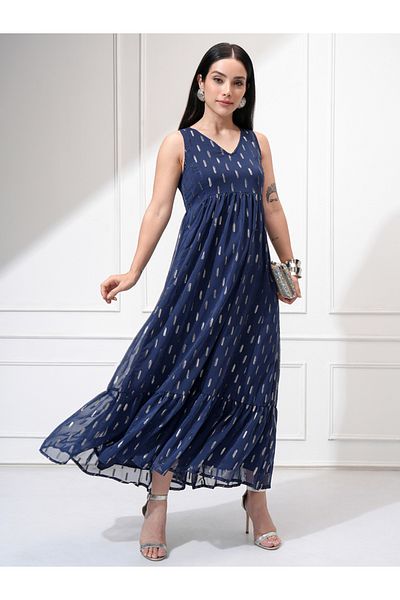 Vishudh By Styli Women Ethnic Motifs Pattern V Neck A-Line Maxi Dress
