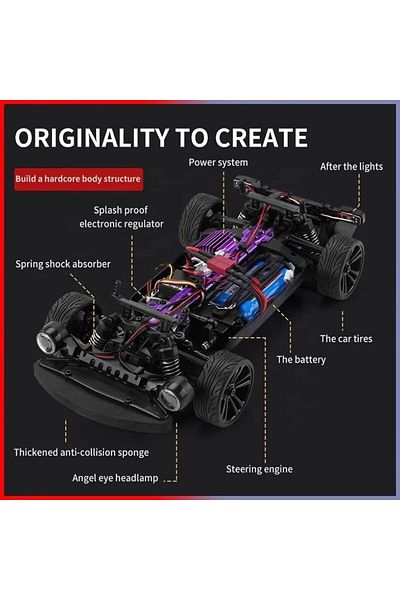 Generic MZtoyz RC Car 35km/h 4 wheel drive with Angel LED lights muscle car drift racing vehicle