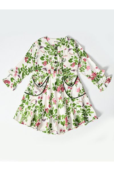 Bella Moda By Styli All-Over Floral Print Pintuck Detail Dress with Pockets