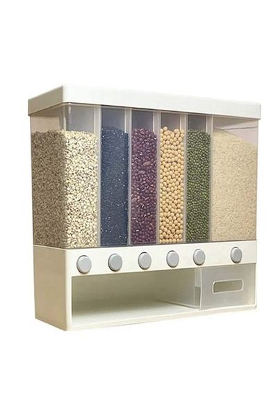 Rovitech Dispenser, storage dispenser for cereals, groats, seeds, rice, 6 compartments