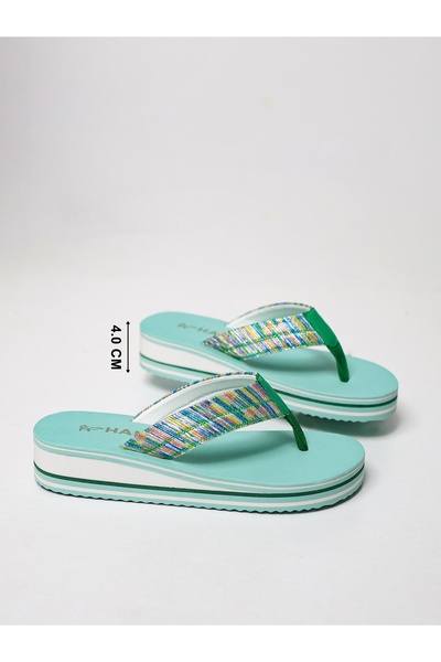 HANOX Daisy Wedge Heel Women's Flip Flops Beach Slippers Flip Flops (4.5) cm