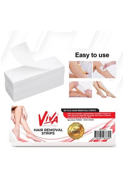 Viva Professional Body Hair Removal Wax Paper Strips, 50 Pieces, 7cm x 20cm, Premium Quality