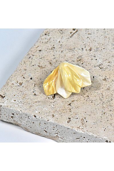 NARRU Handmade NARRU ring, adjustable, floral, yellow and cream, Marilu