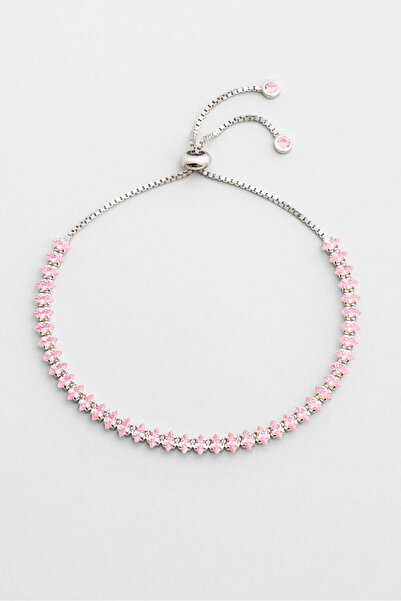 So CHIC... Pembe Aura 18 Ayar Beyaz Altın Kaplama Ayarlanabilir Gümüş Bileklik