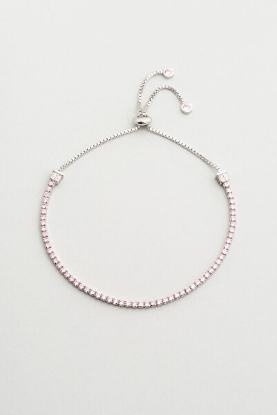 So CHIC... Petra 18 Ayar Beyaz Altın Kaplama Ayarlanabilir Gümüş Bileklik