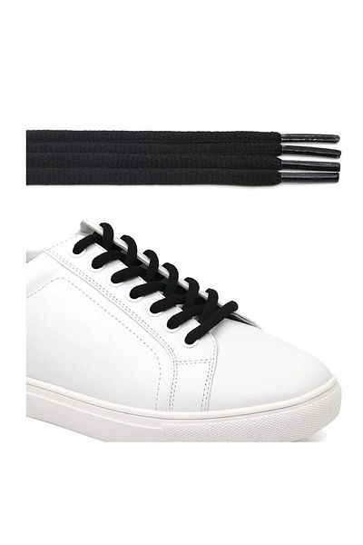 AiryFooT 120 cm Oval Sports Shoe Laces, Banana Laces 1 Pair (Black)