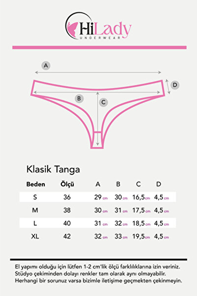 Hilady Női fekete string tanga 5 darabos csomag, pamut fekete puha tanga