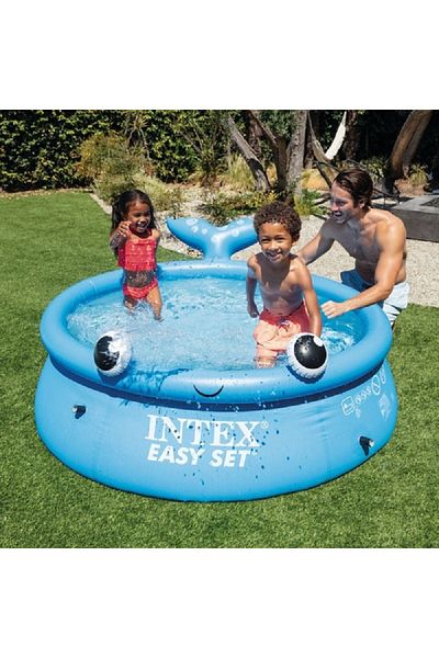 Intex Whale Design Freestanding Inflatable Kiddie Swimming Pool Blue